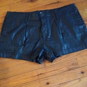 Black Faux Leather Shorts